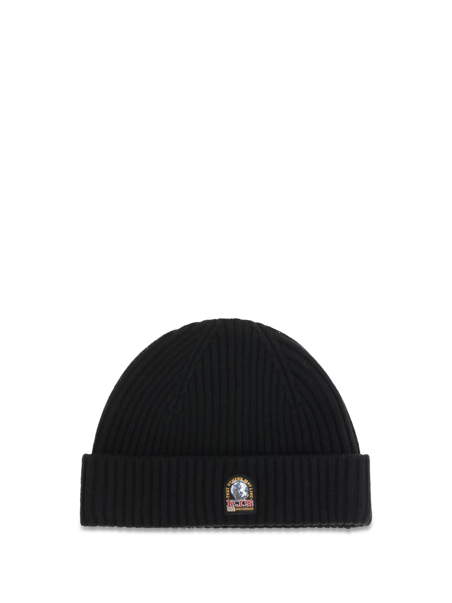 Beanie Ribbed Knit With Logo Black Hats E Hairbands