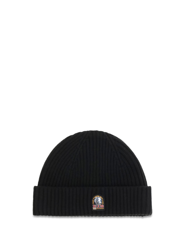 Beanie Ribbed Knit With Logo Black Hats E Hairbands