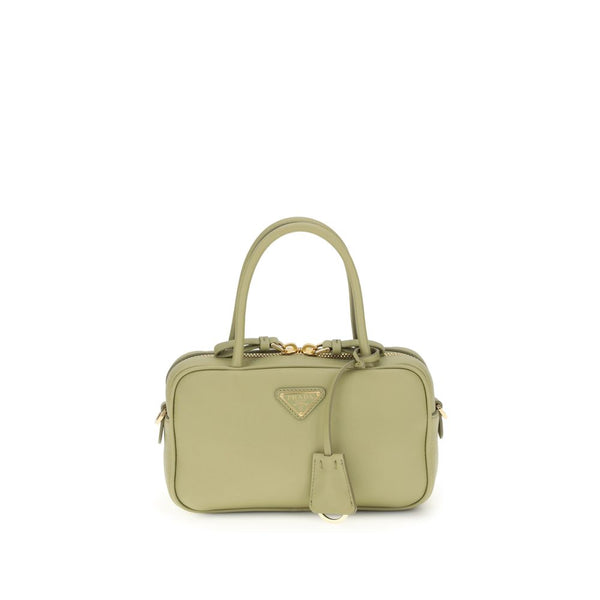 Prada 100% Calf Leather Bos Taurus top handle bag in beige