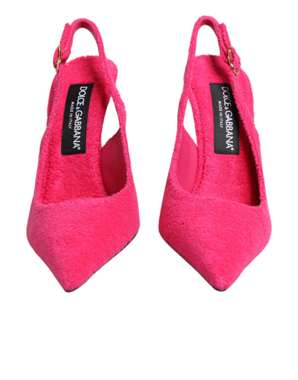 Dolce & Gabbana 100% cotton terry cloth slingback heel in pink