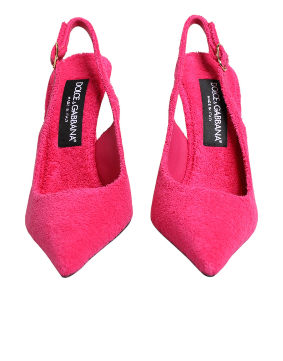 Dolce & Gabbana 100% cotton terry cloth slingback heel in pink