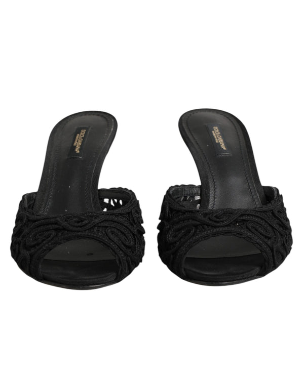 Dolce & Gabbana 50% Cotton heel slide in black