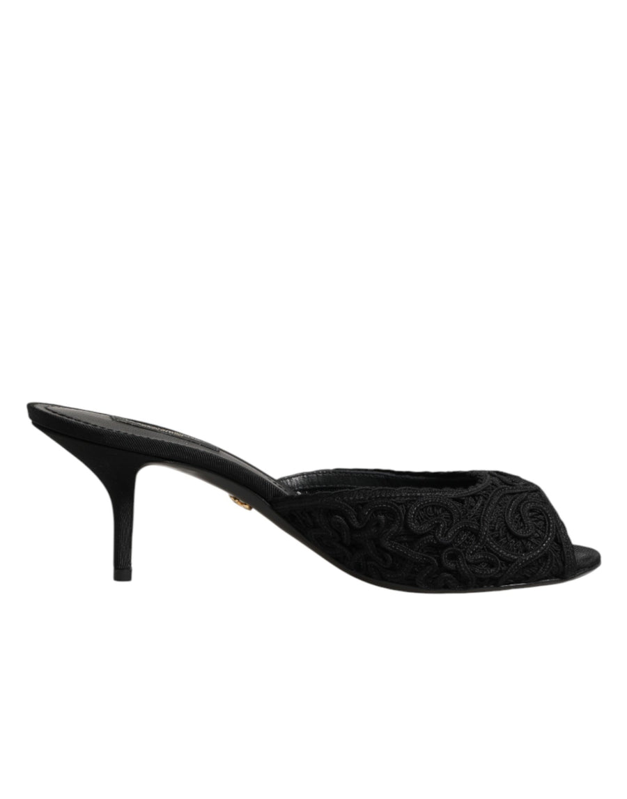 Dolce & Gabbana 50% Cotton heel slide in black — view 6
