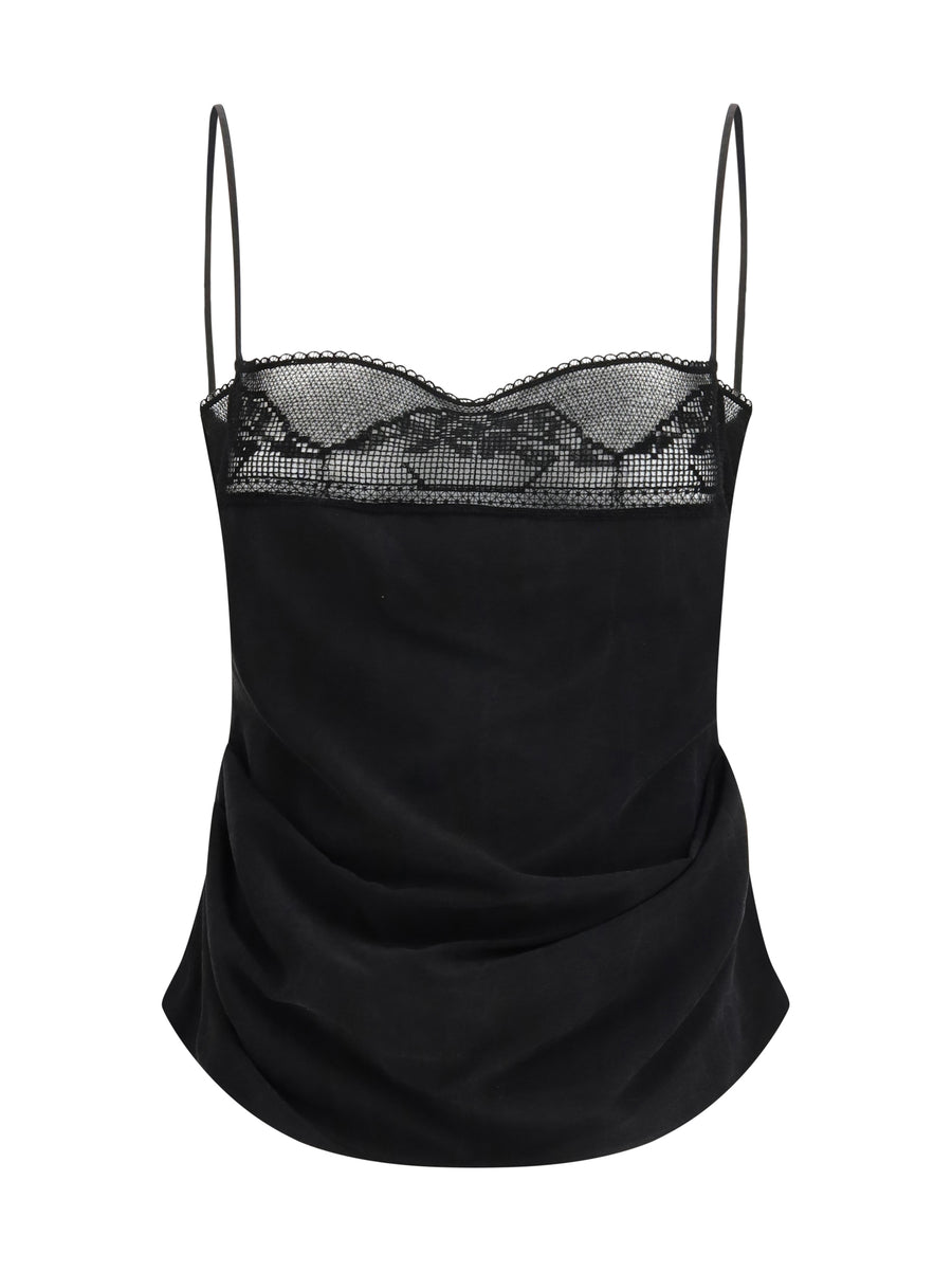 Silk Draped Top Black