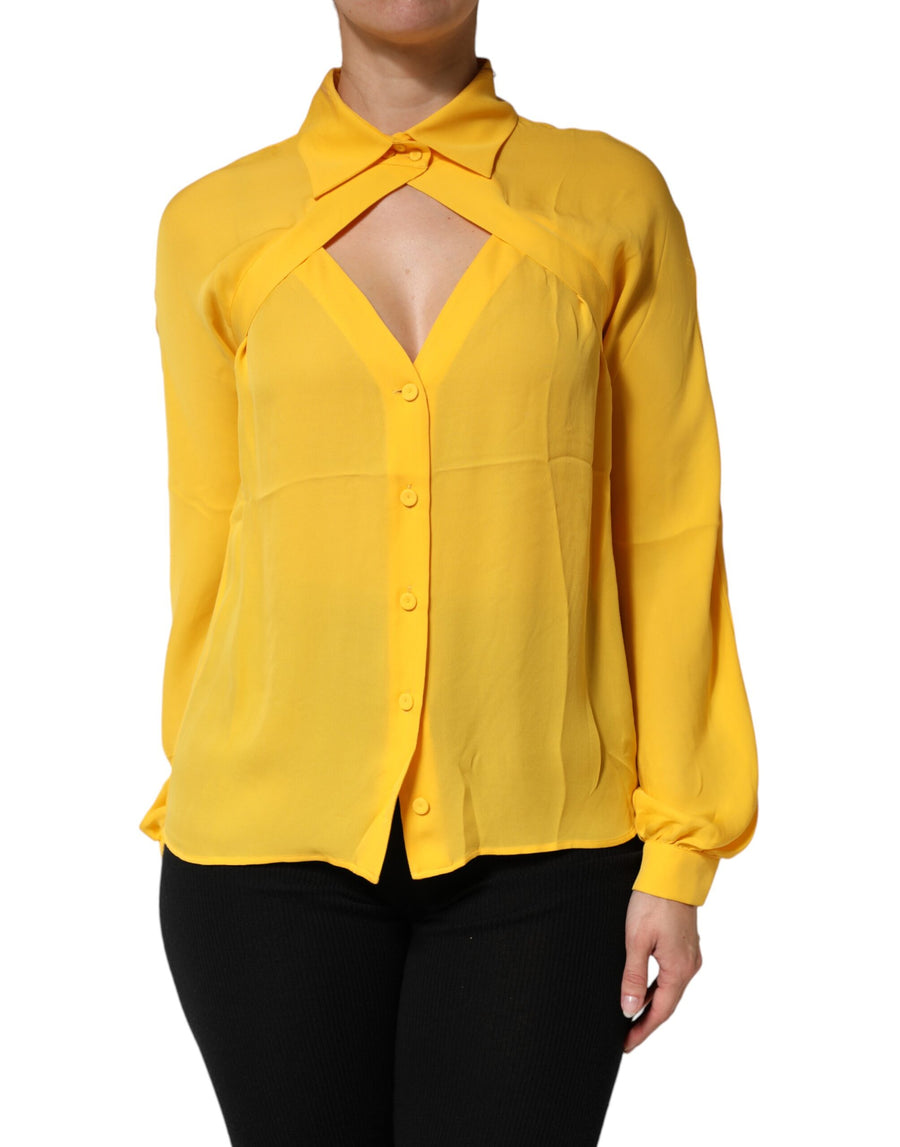 Moschino Couture 100% Silk blouse in yellow