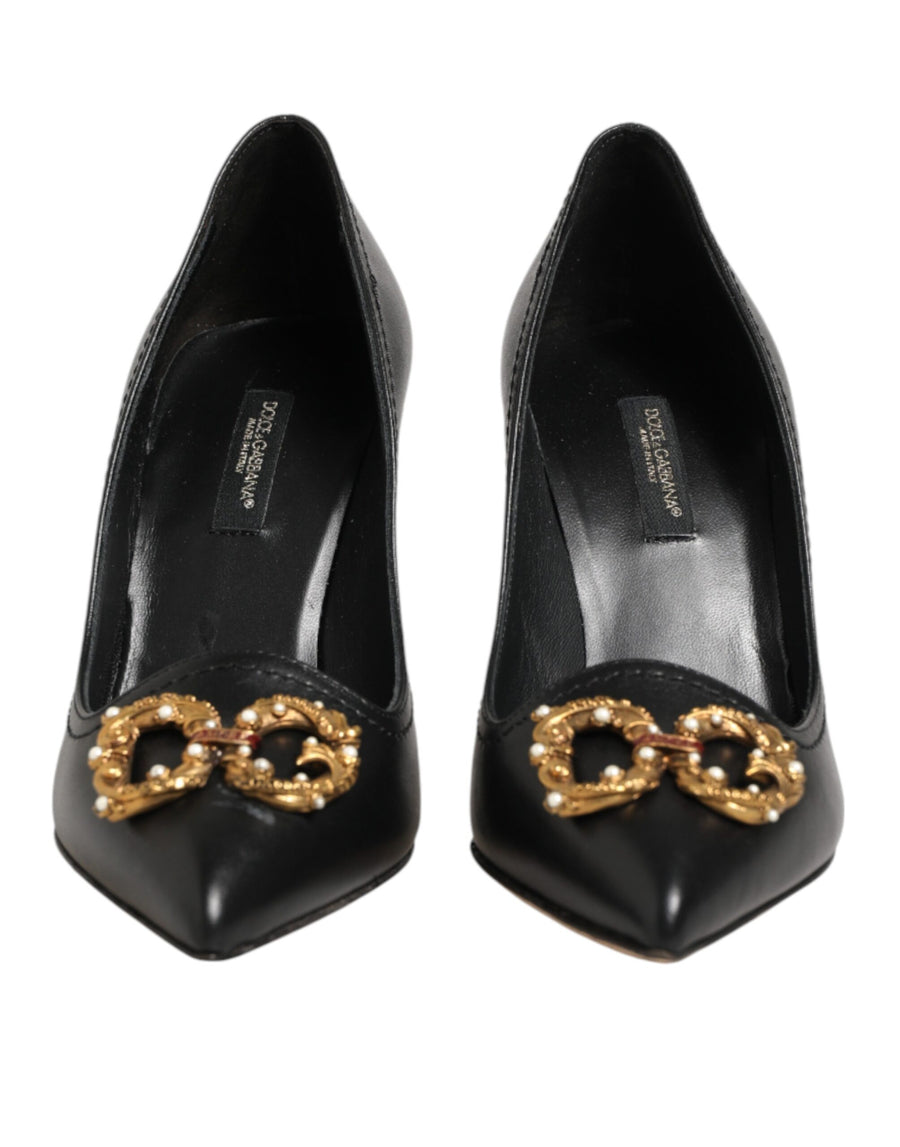 Dolce & Gabbana 100% Calf leather upper; 88% Goat + 12% Calf leather interior; Leather sole pump in black