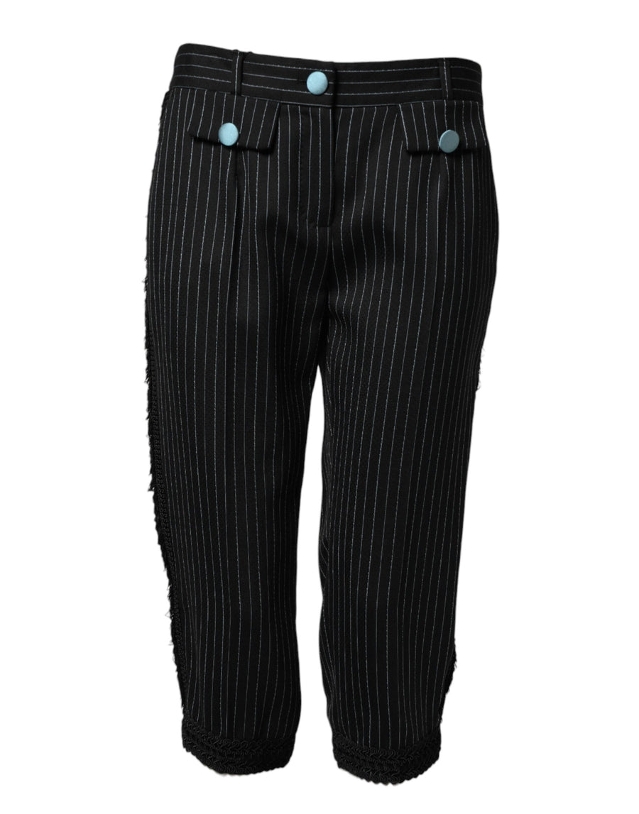 Dolce & Gabbana Wool with striped detail trousers in black