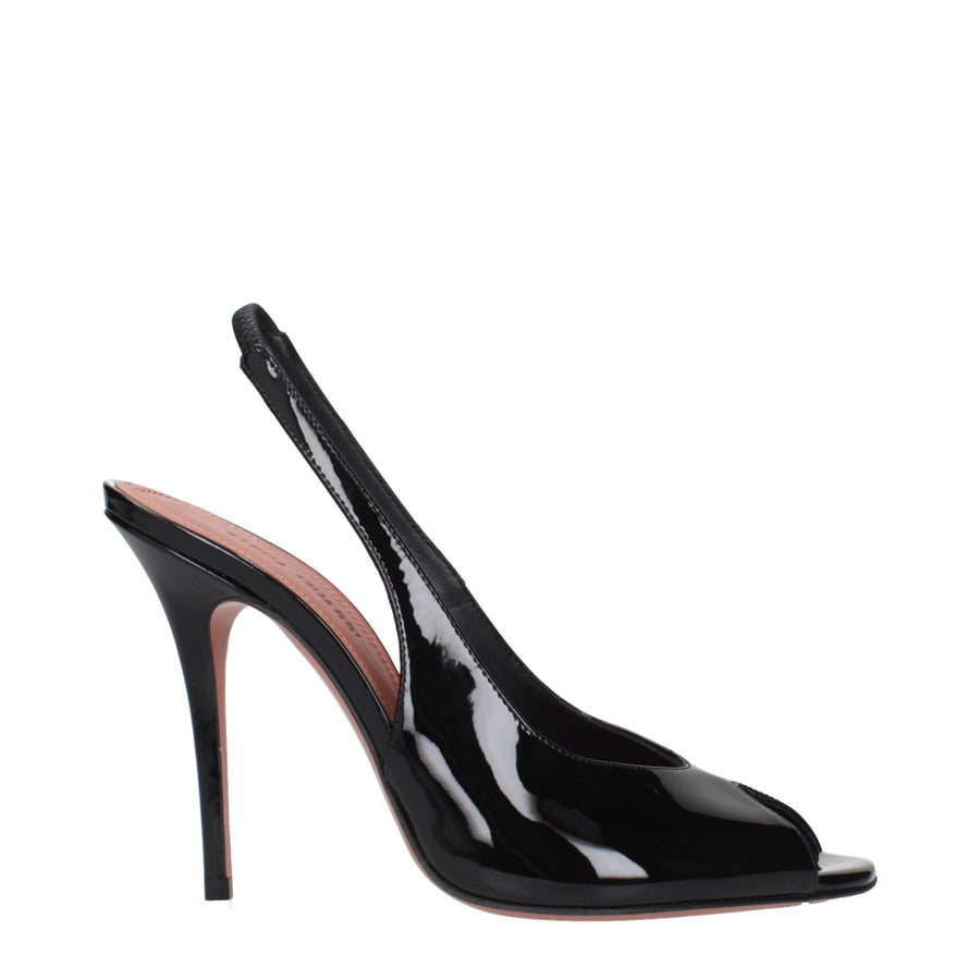 Amina Muaddi Patent leather heel in black
