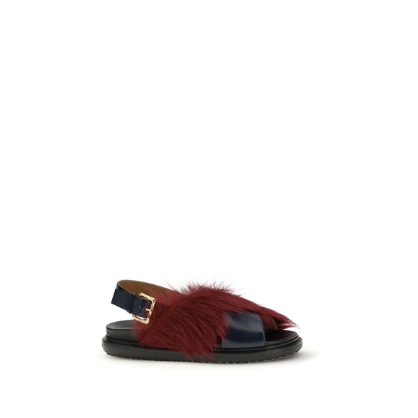 Marni 100% Calf Leather Bos Taurus sandals in burgundy