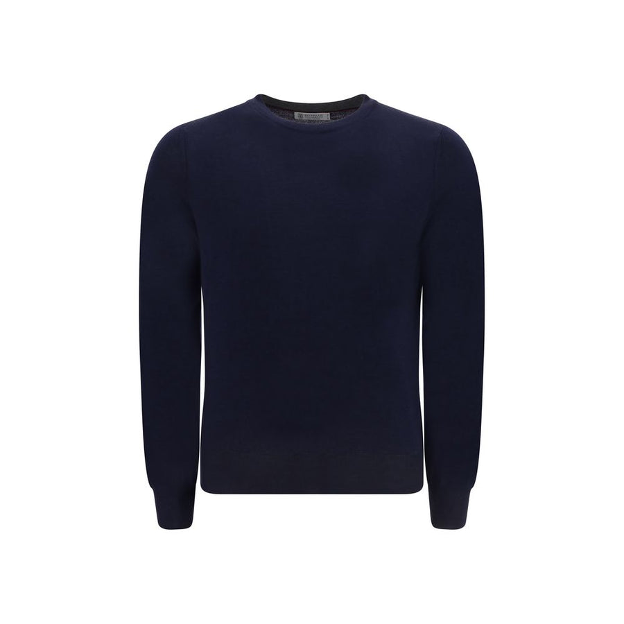 Brunello Cucinelli 90% Fleece Wool Ovis Aries sweater in navy