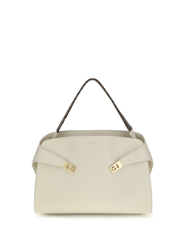Ferragamo 100% Calf Leather Bos Taurus shoulder bag in beige