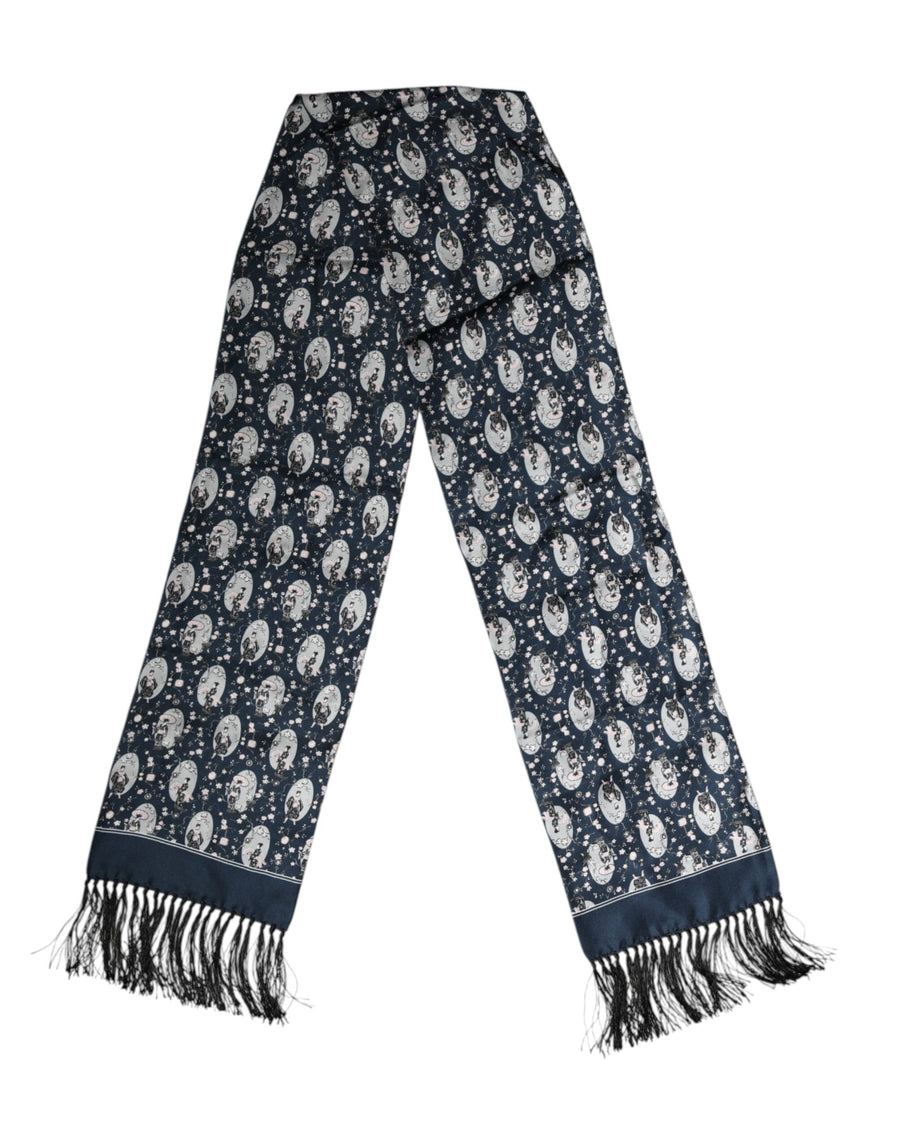 Dolce & Gabbana 100% Silk scarf in navy
