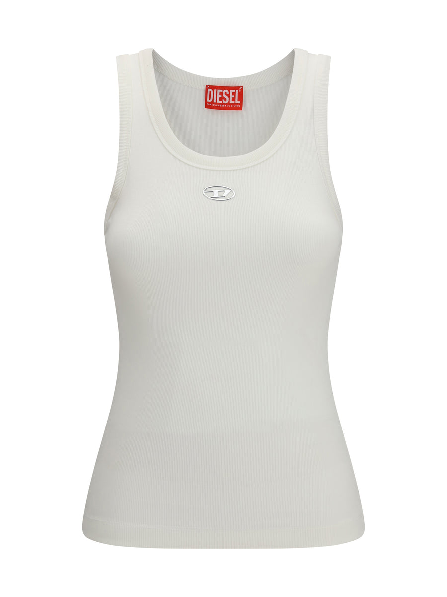 Diesel 94% cotton tank top in white