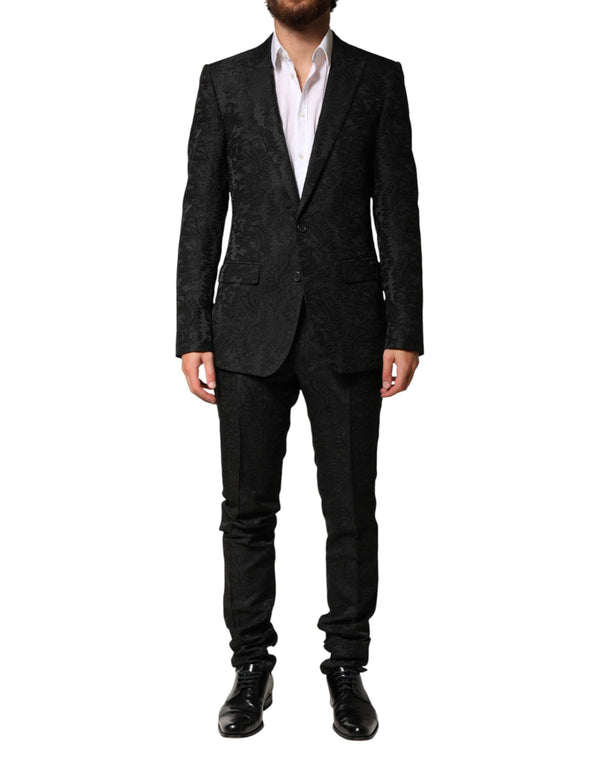 Black Brocade Single Breasted 2 Piece Suit 57+pa+pl