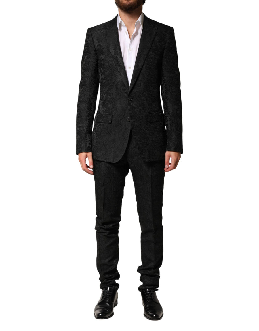 Black Brocade Single Breasted 2 Piece Suit 57+pa+pl