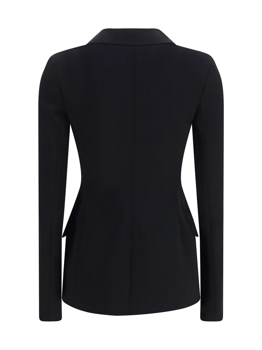 Single Breasted Stretch Wool Jacket Black Fleece