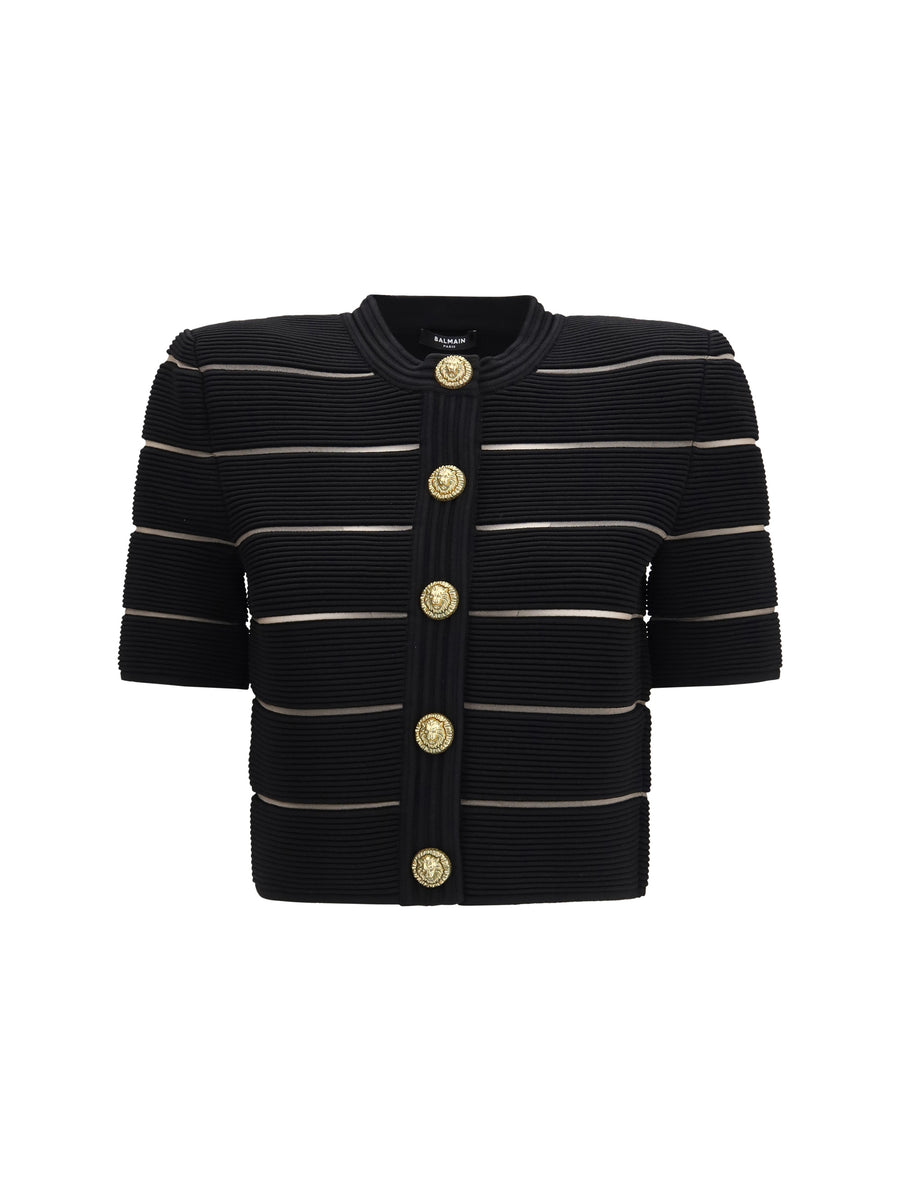 Balmain 77% Viscose cardigan in black