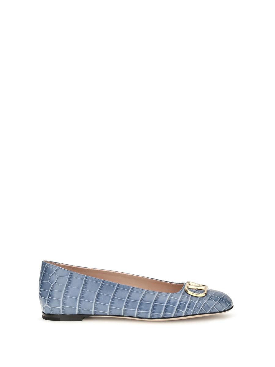 Vlogo Signature Croc-Effect Ballerinas Blu Nebula