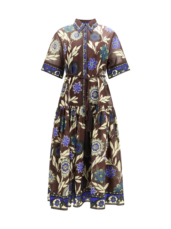 Alemais 79% Cotton shirtdress in brown