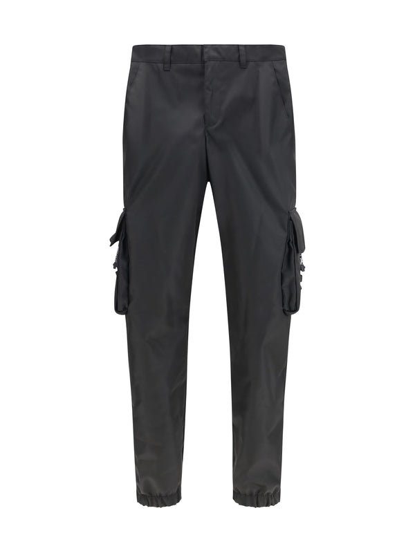 Prada 100% Polyamide cargo pants in black