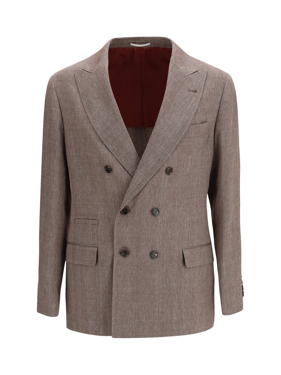 Jacket Double-Breasted Hazelnut Linen