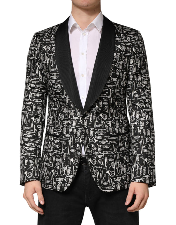 Dolce & Gabbana 98% Silk 2% Polyester; Lining: 67% Virgin Wool 16% Cupro 15% Viscose 2% Elastane blazer in black