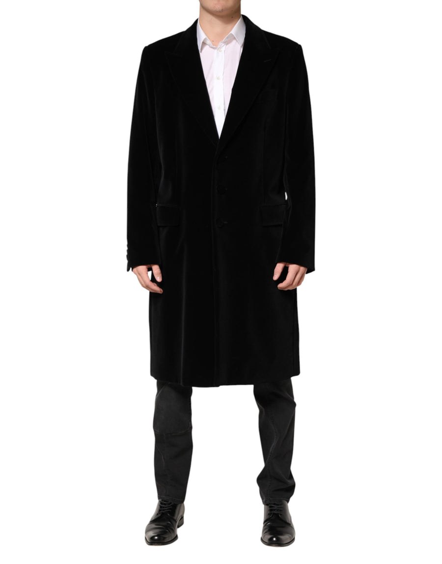 Dolce & Gabbana 100% Cotton outer; 100% Silk lining coat in black