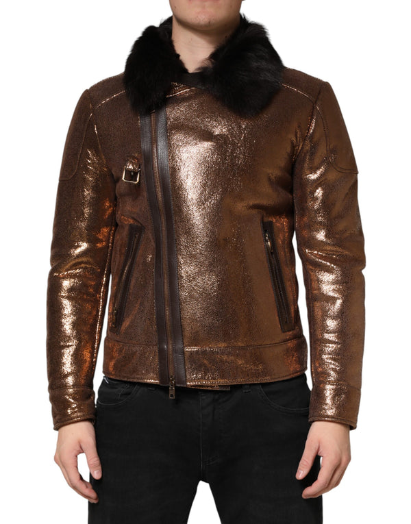 Dolce & Gabbana 100% Leather jacket in bronze