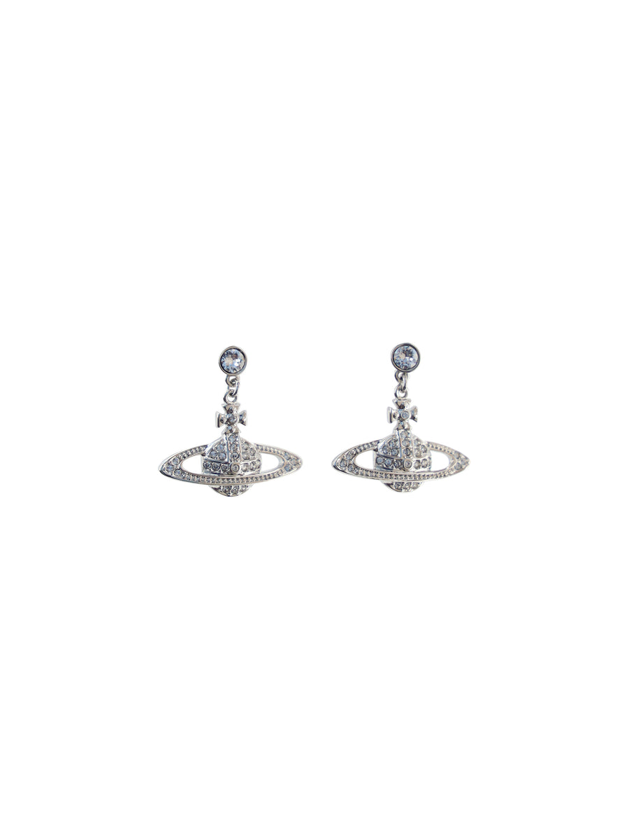 Mini Bas Relief Drop Earrings Platinum / Crystal P116 Brass