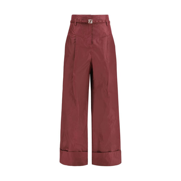 Fendi 100% Silk trousers in red