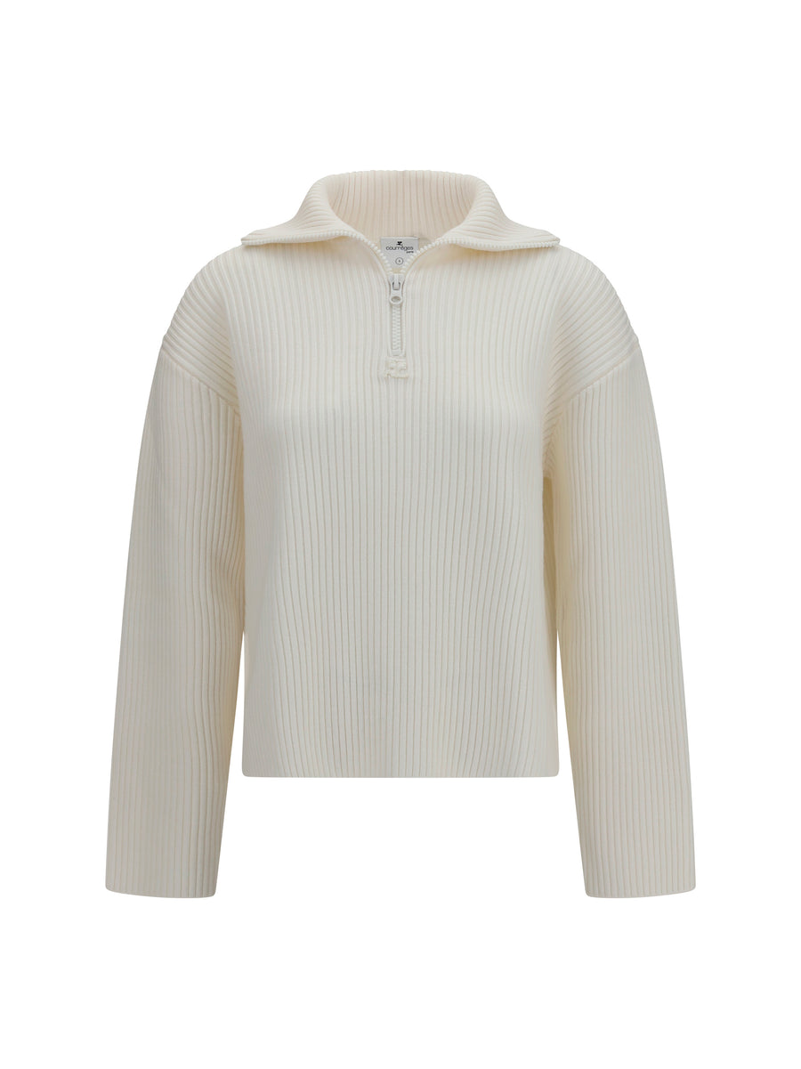 CourrèGes 100% Merino Wool Ovis Aries sweater in white