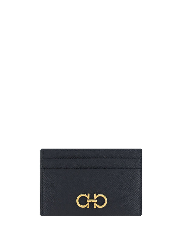 Ferragamo 100% Calf Leather Bos Taurus card case in black