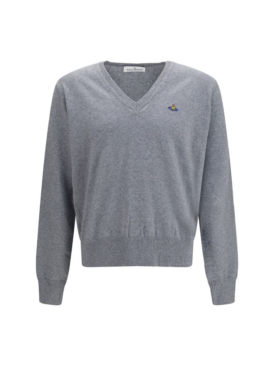 Mark Sweater Dark Grey Melange Cotton; Kashmir/capra Hircus