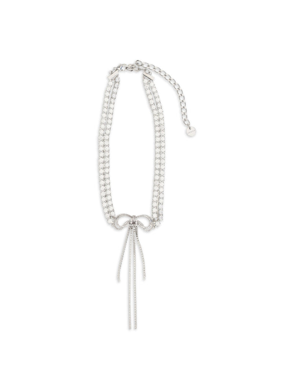Self-Portrait Silver-plated brass with crystals necklace in silver