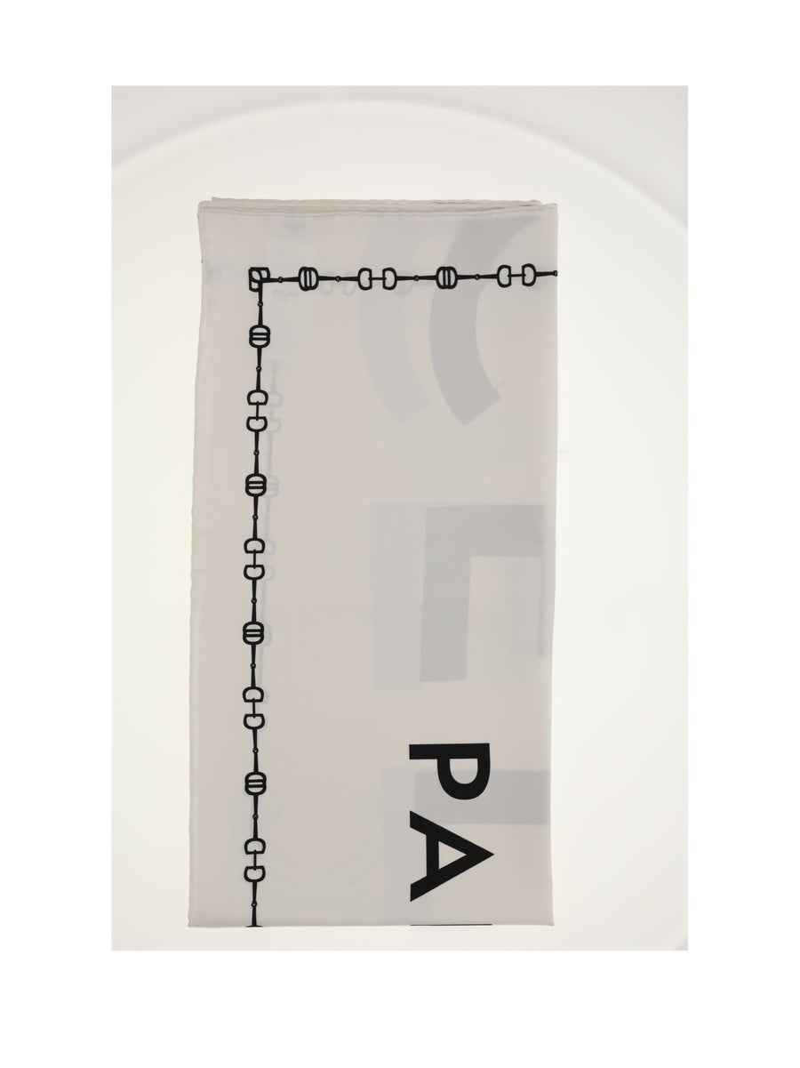 Silk Square Scarf 90x90 White-Black White/black