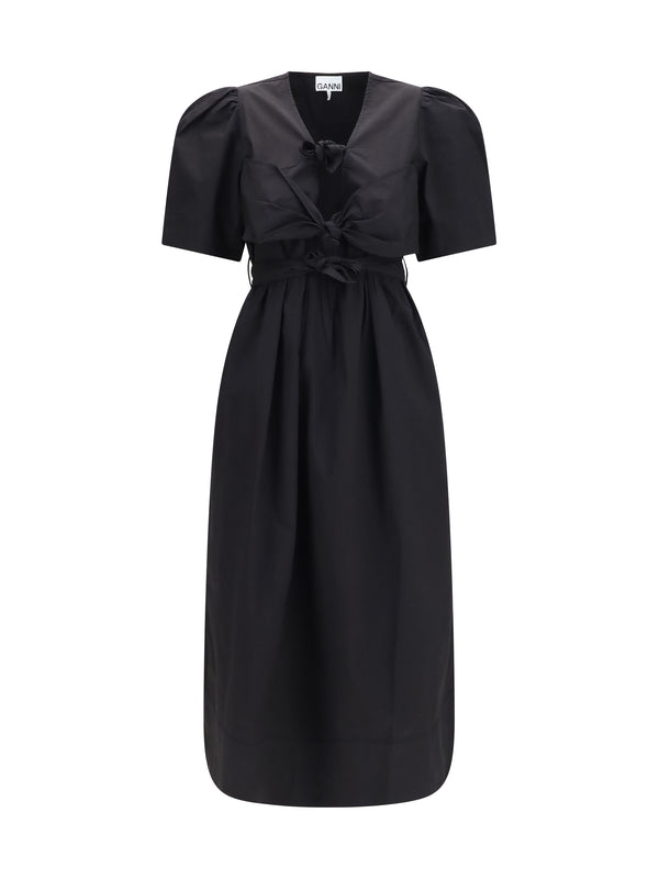 Ganni 97% Cotton midi dress in black