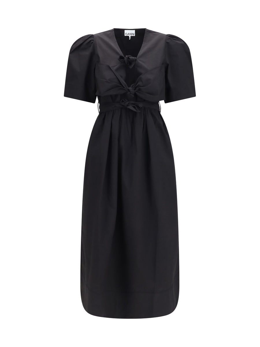 Ganni 97% Cotton midi dress in black