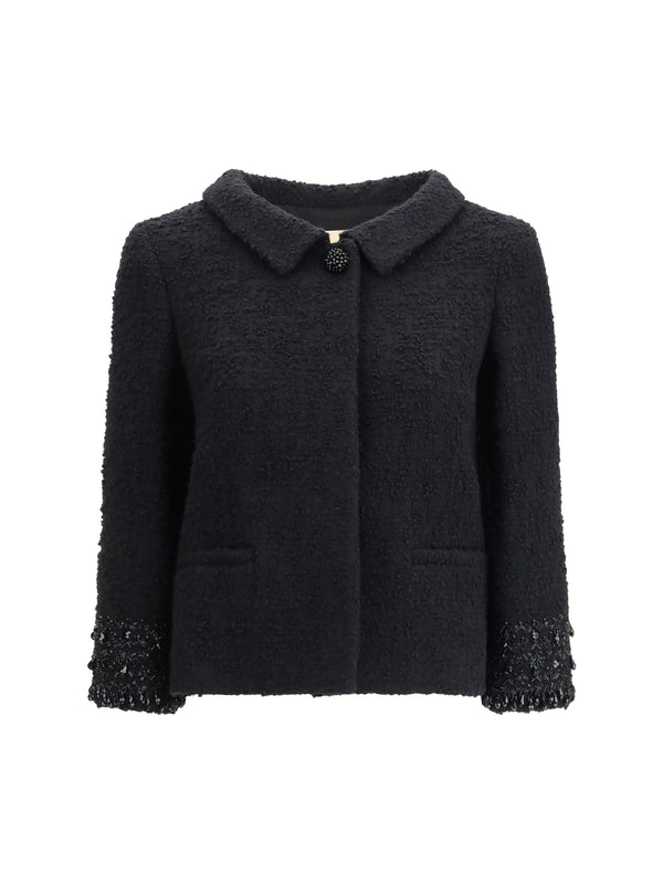 Valentino 95% Fleece Wool; 5% Polyamide jacket in black