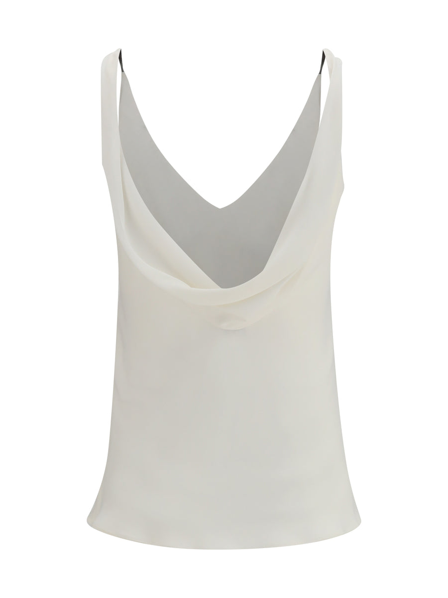 Top Silk Crêpe Sablé Natural Tops