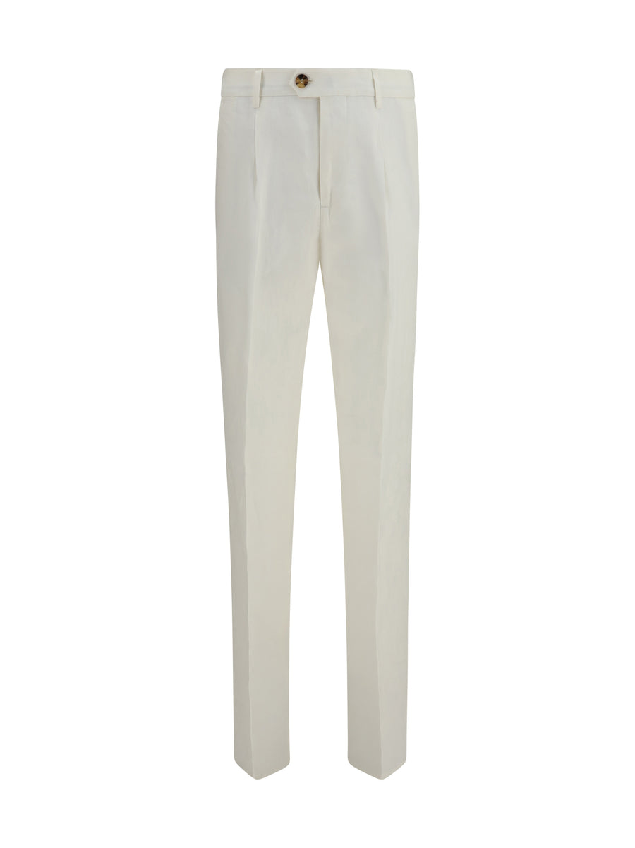 Brunello Cucinelli 100% Linen trousers in white