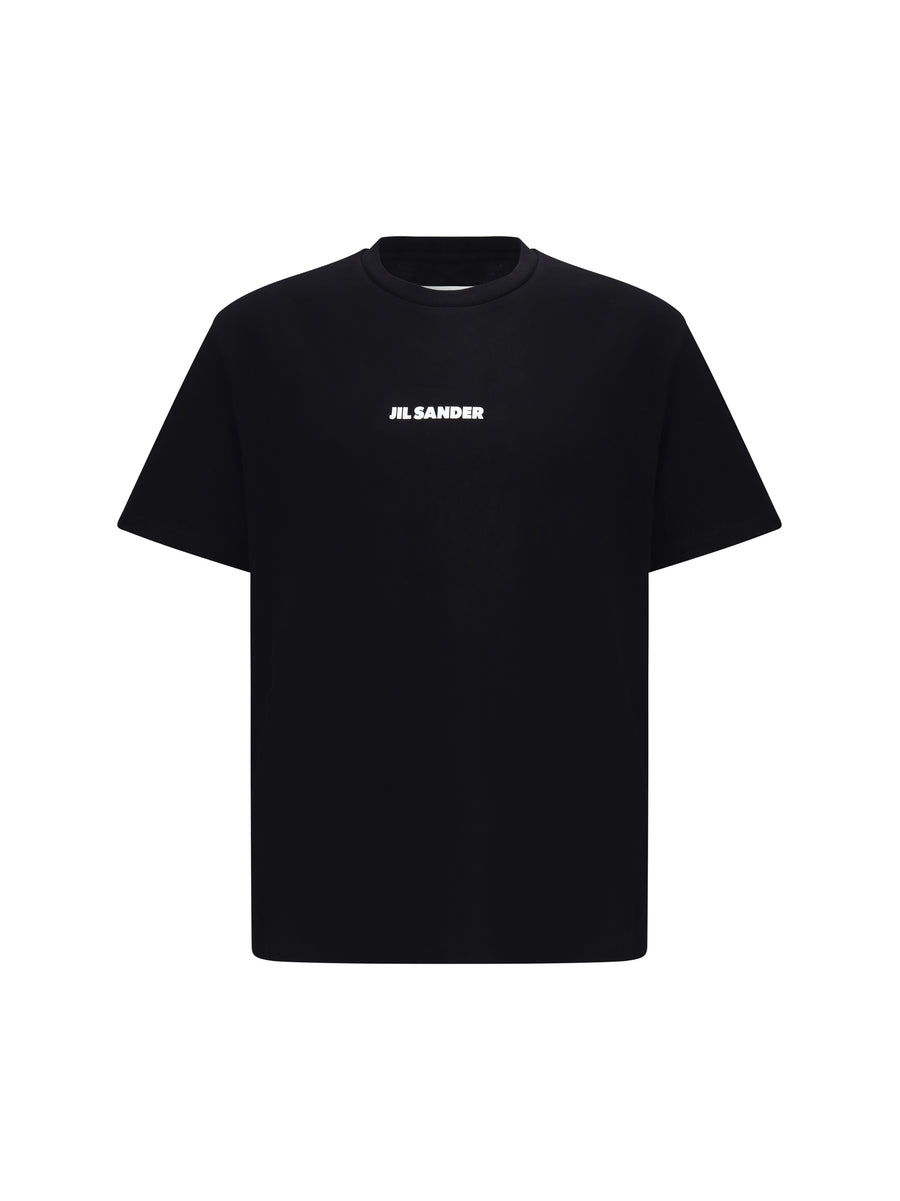 Crewneck Cotton T-Shirt With Printed Logo Black T-shirts