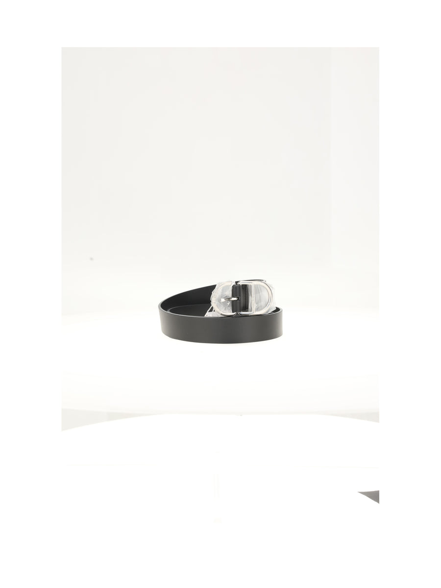 Leather Belt With Logo Black Calf