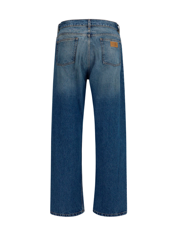 Straight-Leg Jeans Blue Cotton