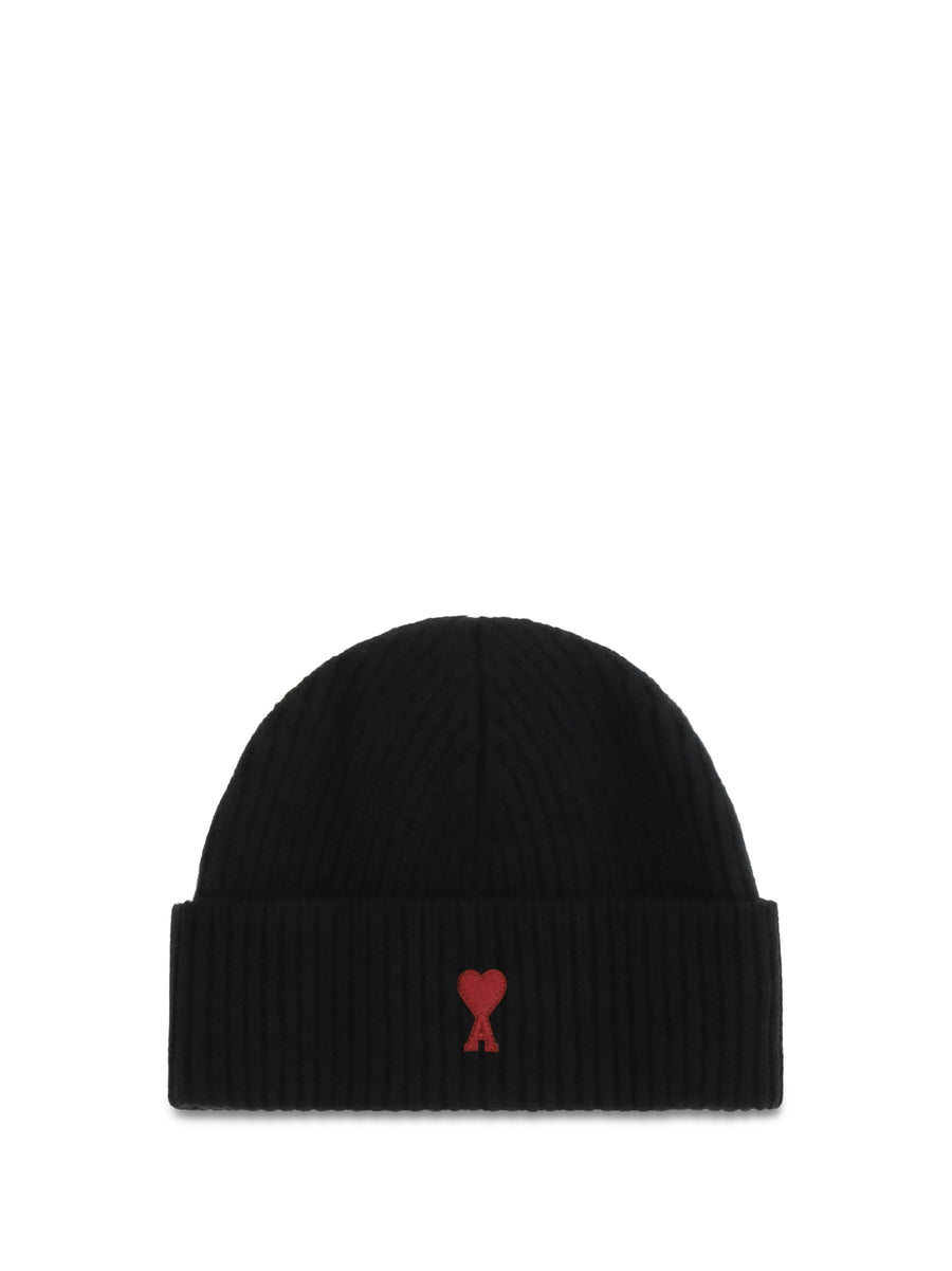 Quota Ami De Coeur Wool Beanie Noir/rouge Merino Ovis Aries Hats E Hairbands