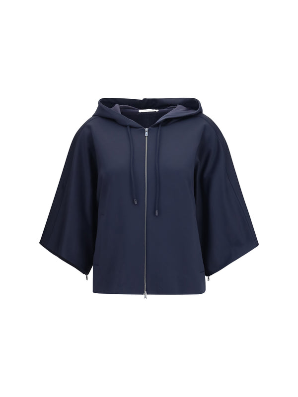 Max Mara 48% Polyamide hoodie in navy