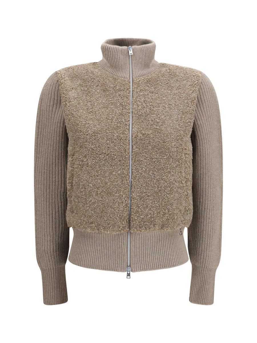 Herno 100% Merino wool Ovis Aries cardigan in beige