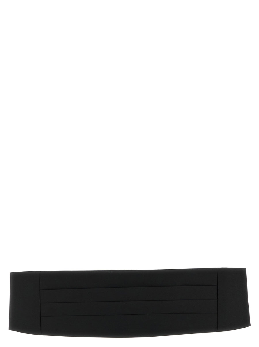Pal Zileri Pleated Satin Belt — Black