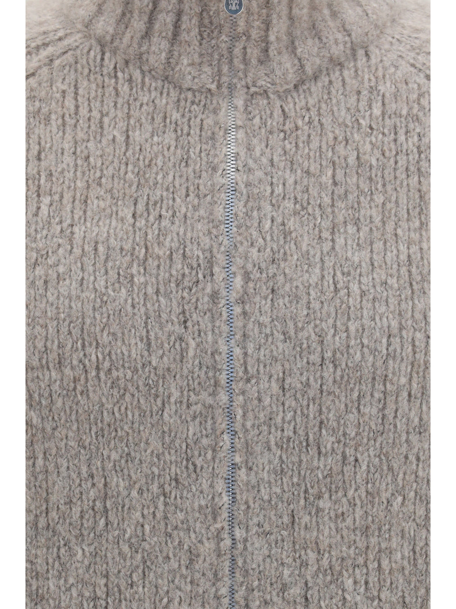 Cardigan High-Neck Cashmere-Silk With Zip Marble