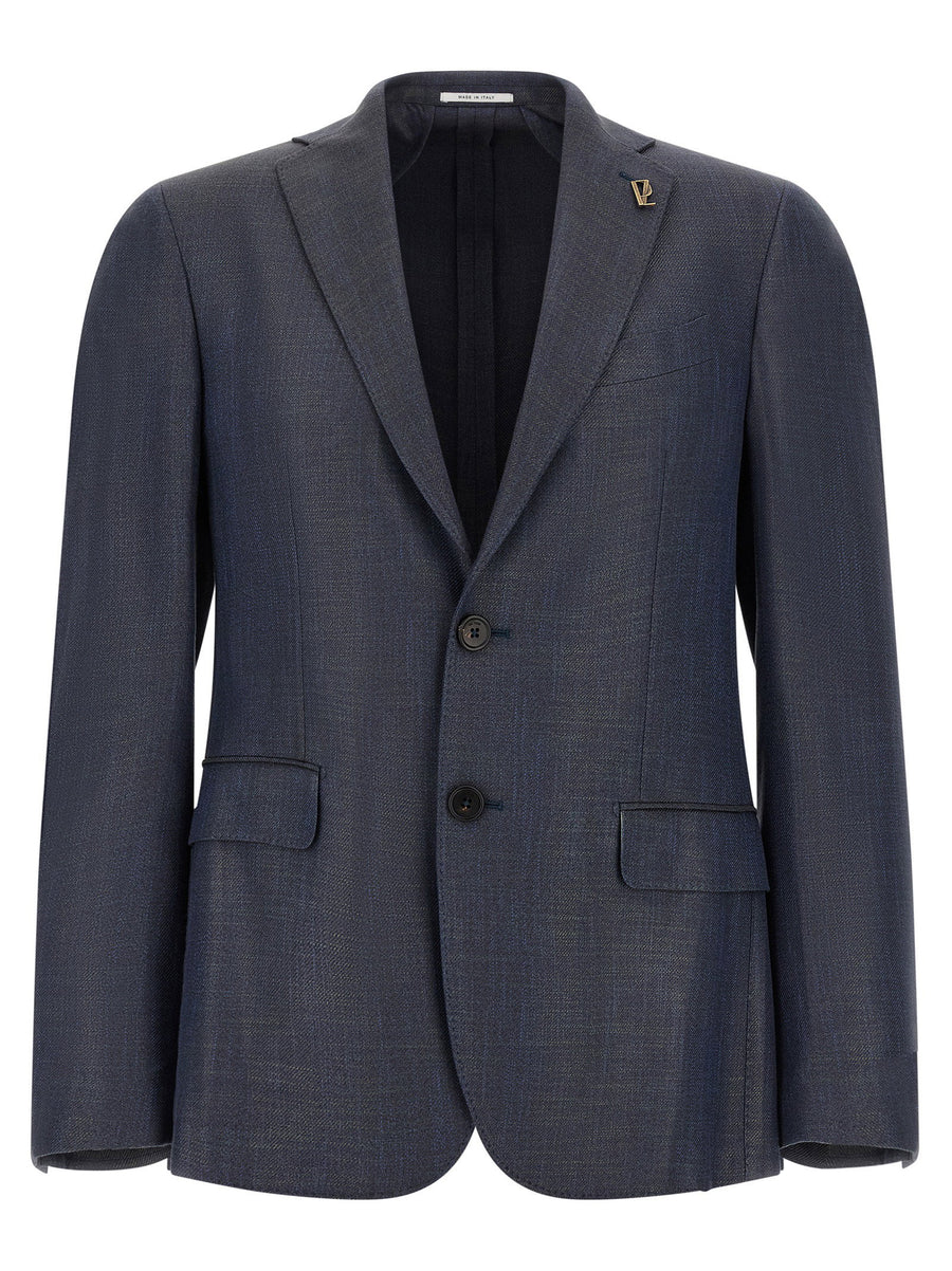 Pal Zileri Single-Breasted Tailored Blazer — Navy