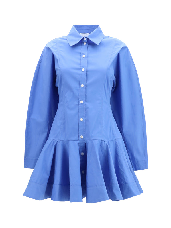 Ganni 97% COTTON; 3% ELASTANE shirt dress in blue